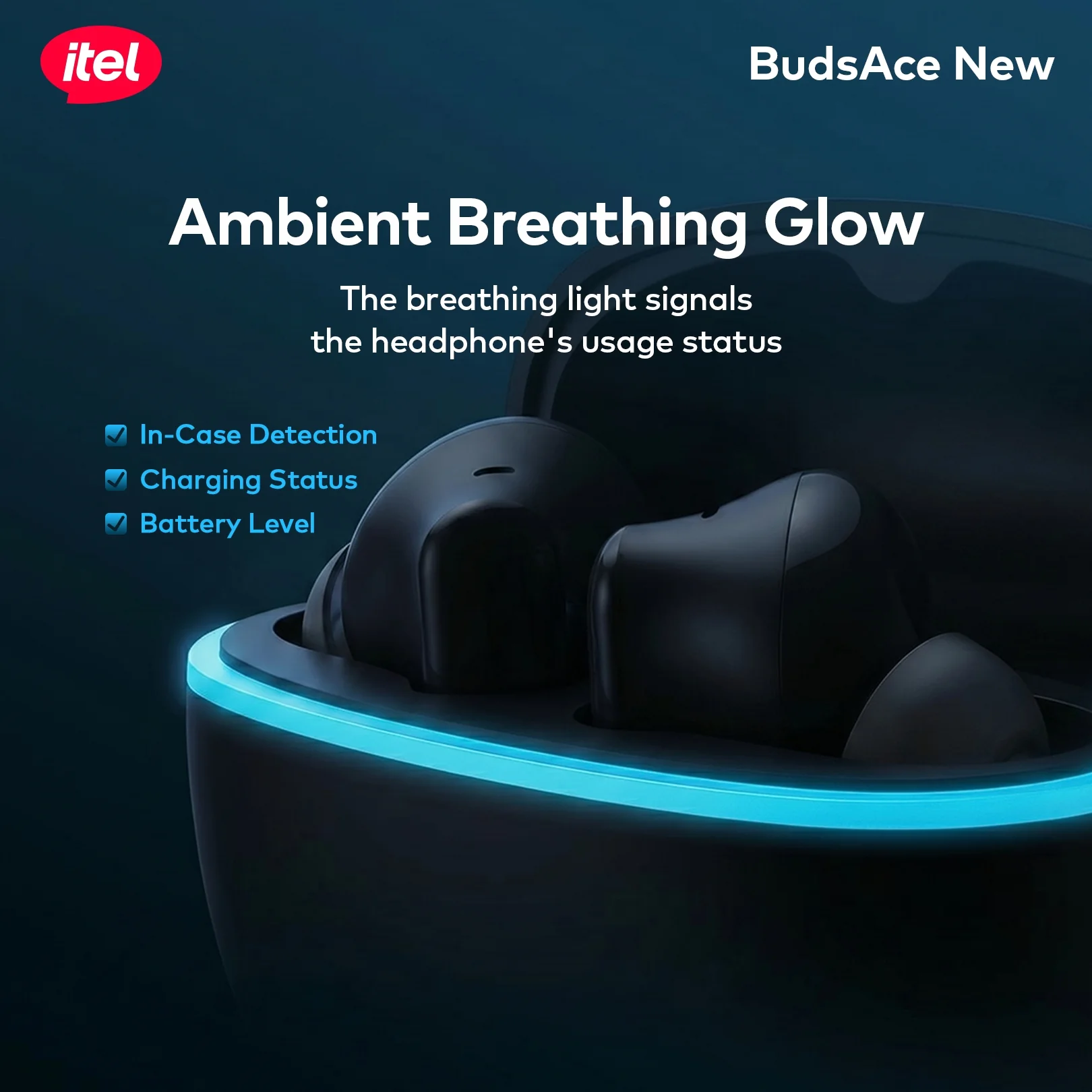 BudsAce New Wireless Earbuds – Premium Breathing Light, 13mm Driver, 4-Mic ENC - Image 3