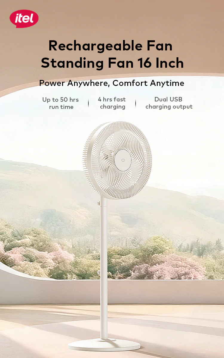 itel 16 Inch Solar Rechargeable Standing Fan-IF-SC16ST - Image 3