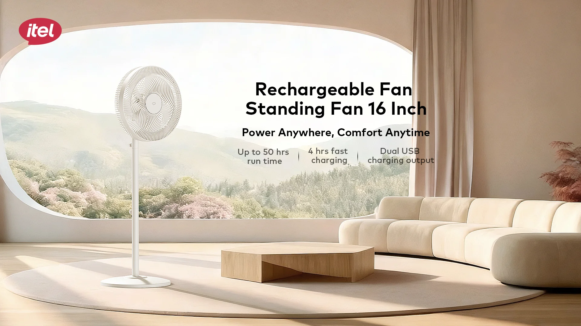 itel 16 Inch Solar Rechargeable Standing Fan-IF-SC16ST - Image 8